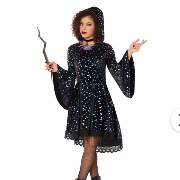 Girls Coven Witch Costume Dress Hooded Spirit Halloween Size Small 4-6 - Picture 1 of 11